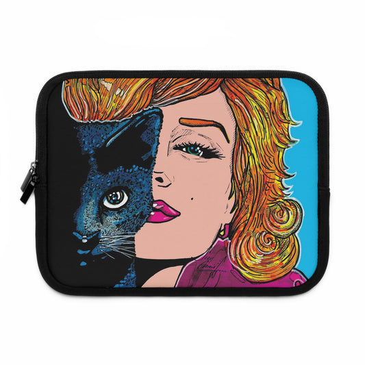 "Marilyn Monroe and the Black Cat" Laptop Sleeve