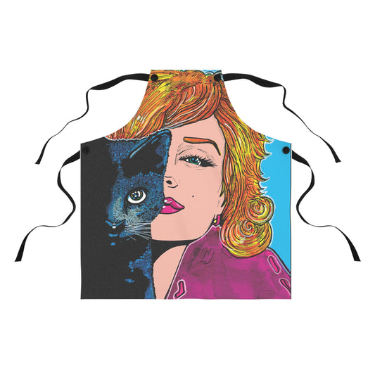 "Marilyn Monroe and Black Cat" Poly Twill Apron